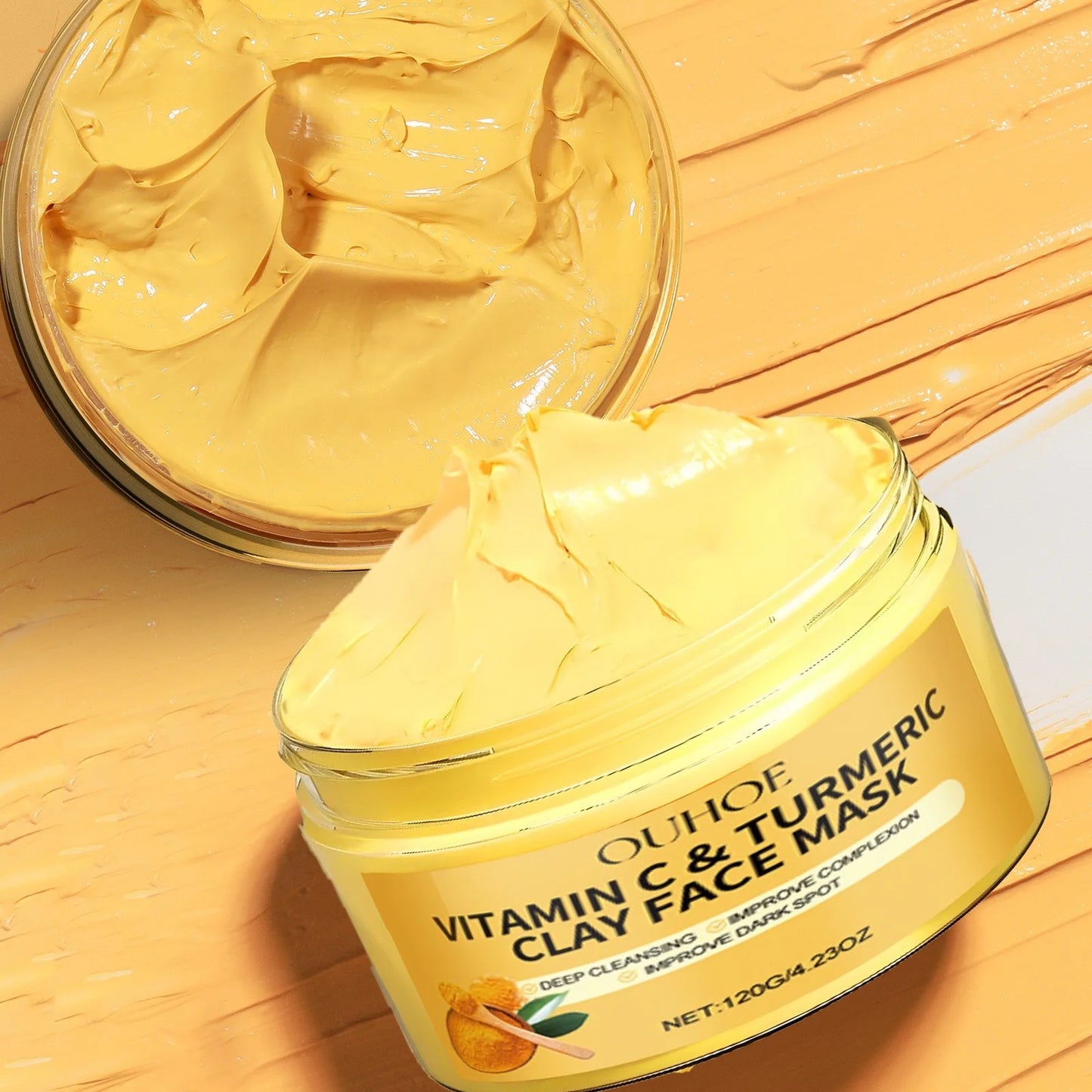 Vitamin C Exfoliating facial mask Turmeric Exfoliating facial mask Improve Pore Deep Cleaning facial mask Apply facial mask