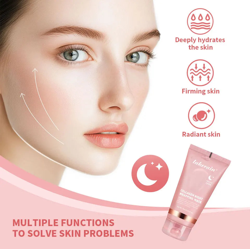 Coffret Collagen – Masque Nuit & Crème JellyOvernight Facial Mask Wrapping Peel-Off Mask Hydrating Firming Moisturizing SkinCare