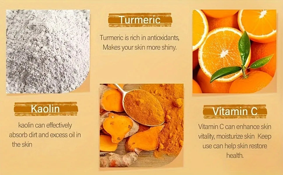 Vitamin C Exfoliating facial mask Turmeric Exfoliating facial mask Improve Pore Deep Cleaning facial mask Apply facial mask