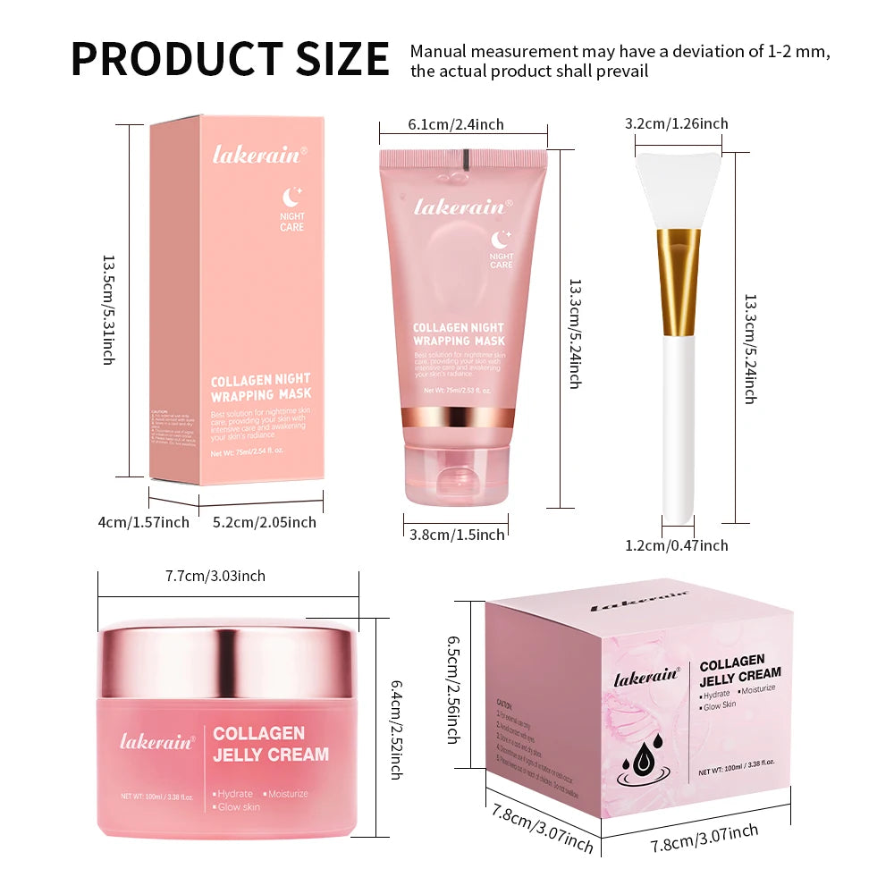 Coffret Collagen – Masque Nuit & Crème JellyOvernight Facial Mask Wrapping Peel-Off Mask Hydrating Firming Moisturizing SkinCare
