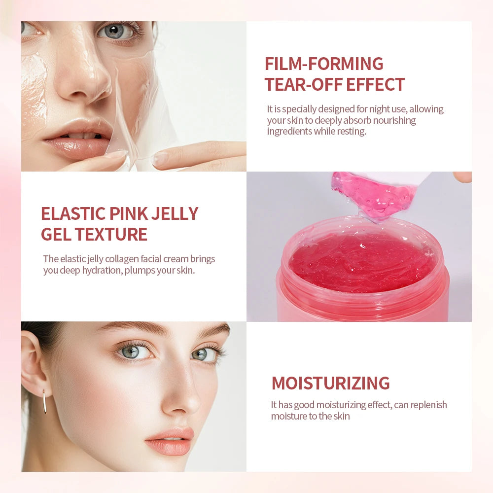 Coffret Collagen – Masque Nuit & Crème JellyOvernight Facial Mask Wrapping Peel-Off Mask Hydrating Firming Moisturizing SkinCare