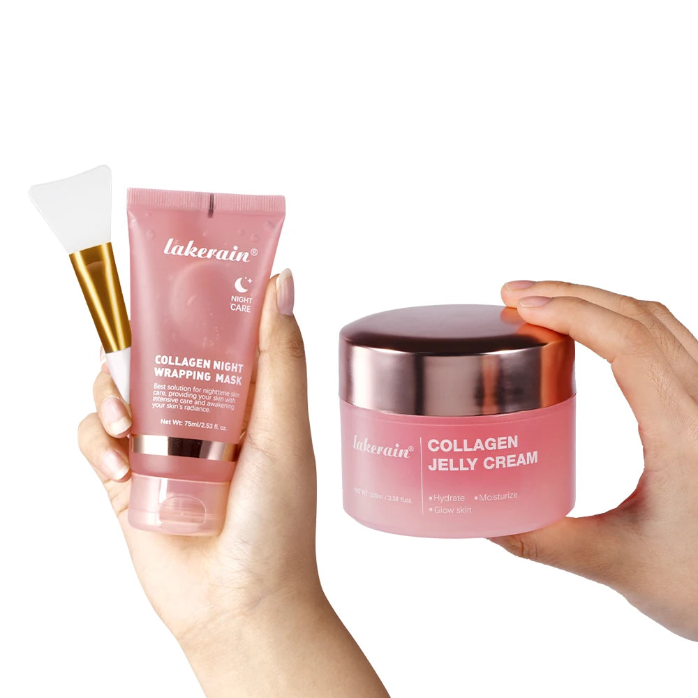 Coffret Collagen – Masque Nuit & Crème JellyOvernight Facial Mask Wrapping Peel-Off Mask Hydrating Firming Moisturizing SkinCare