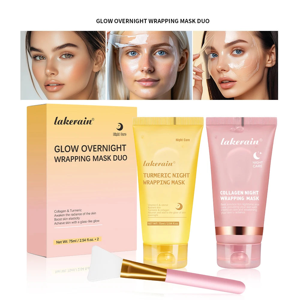 Coffret Collagen – Masque Nuit & Crème JellyOvernight Facial Mask Wrapping Peel-Off Mask Hydrating Firming Moisturizing SkinCare