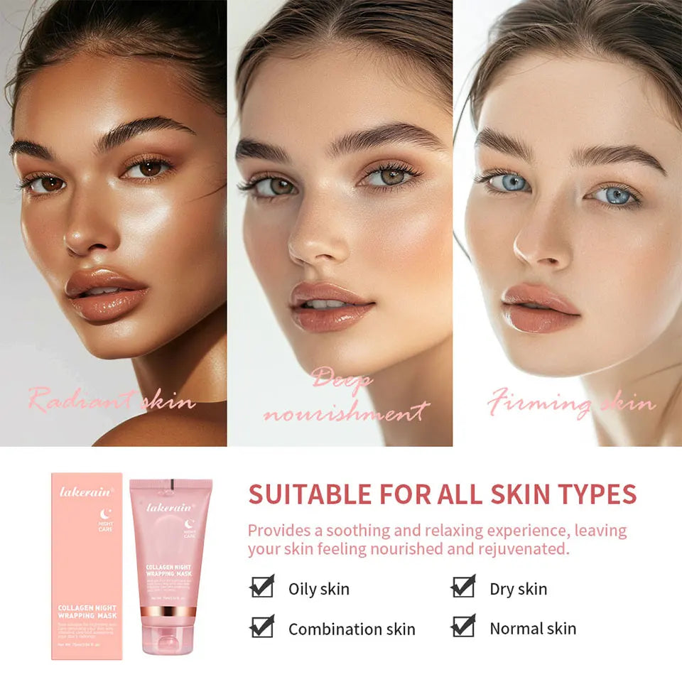 Coffret Collagen – Masque Nuit & Crème JellyOvernight Facial Mask Wrapping Peel-Off Mask Hydrating Firming Moisturizing SkinCare