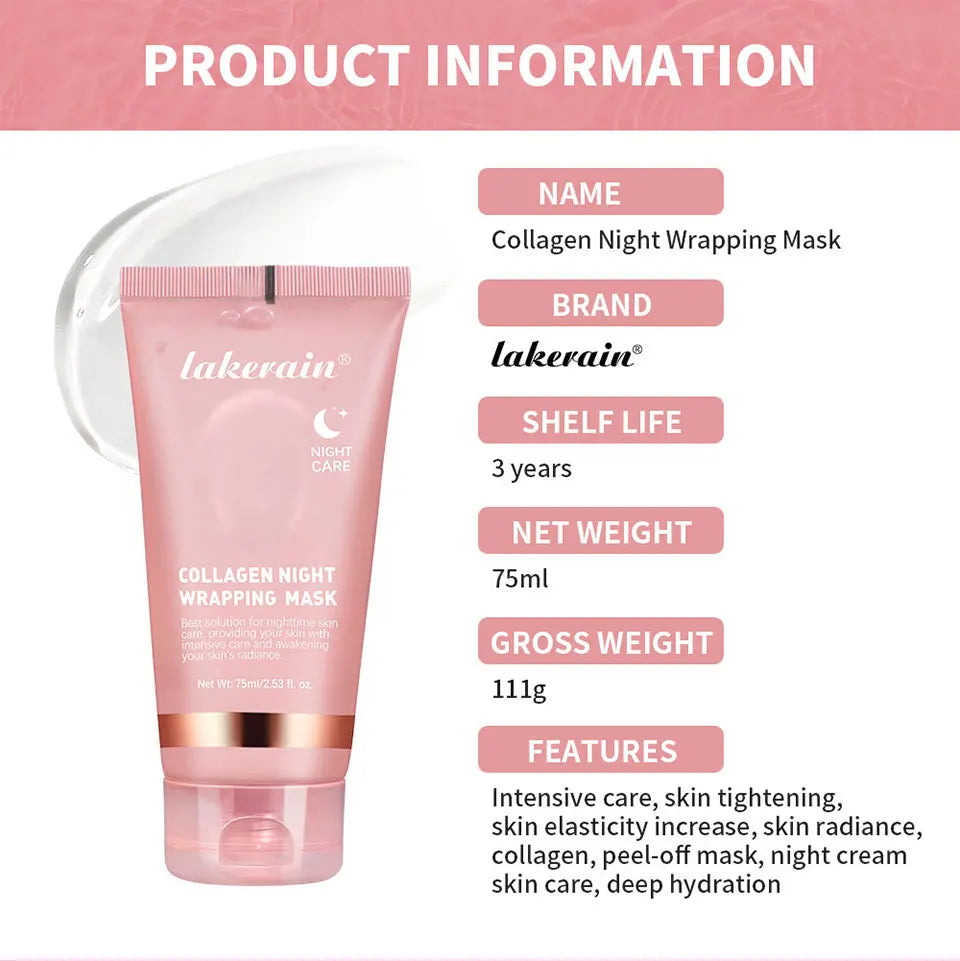 Coffret Collagen – Masque Nuit & Crème JellyOvernight Facial Mask Wrapping Peel-Off Mask Hydrating Firming Moisturizing SkinCare