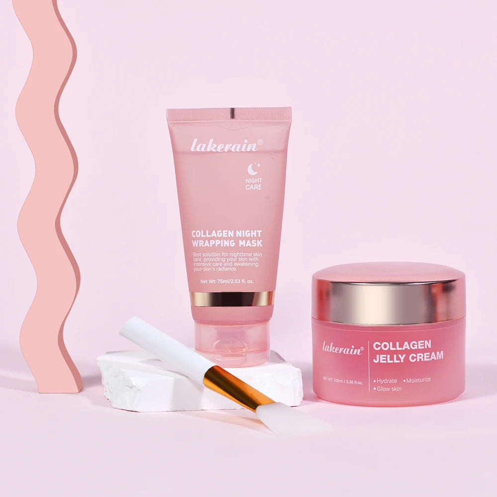 Coffret Collagen – Masque Nuit & Crème JellyOvernight Facial Mask Wrapping Peel-Off Mask Hydrating Firming Moisturizing SkinCare