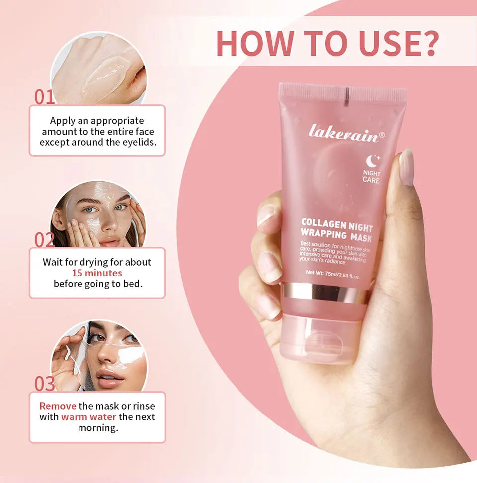 Coffret Collagen – Masque Nuit & Crème JellyOvernight Facial Mask Wrapping Peel-Off Mask Hydrating Firming Moisturizing SkinCare
