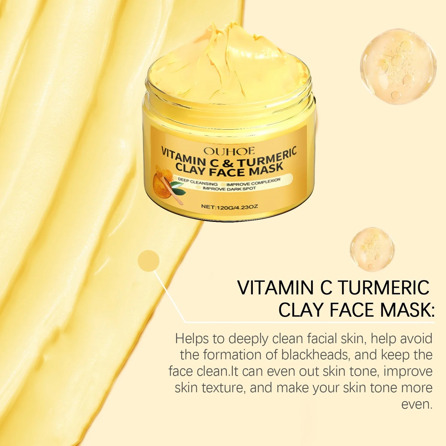 Vitamin C Exfoliating facial mask Turmeric Exfoliating facial mask Improve Pore Deep Cleaning facial mask Apply facial mask