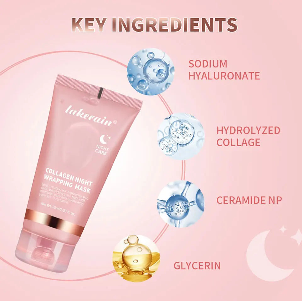 Coffret Collagen – Masque Nuit & Crème JellyOvernight Facial Mask Wrapping Peel-Off Mask Hydrating Firming Moisturizing SkinCare