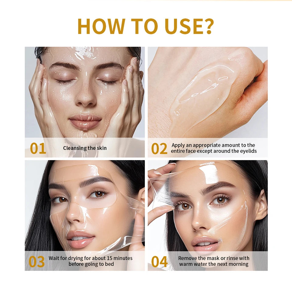 Coffret Collagen – Masque Nuit & Crème JellyOvernight Facial Mask Wrapping Peel-Off Mask Hydrating Firming Moisturizing SkinCare