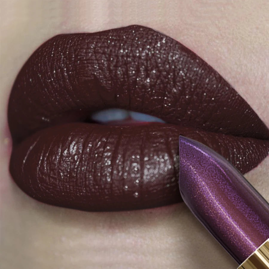1pc Sexy Glitter Shiny Red Lipstick Pearlescent Lip Tint, Long Lasting Lip Senior Matte Lip Makeup Gifts for Women Metallic  lip